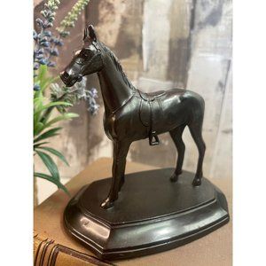 Vintage Bronze Thoroughbred Race Horse Figurine Antimony Lead Base 4.75"